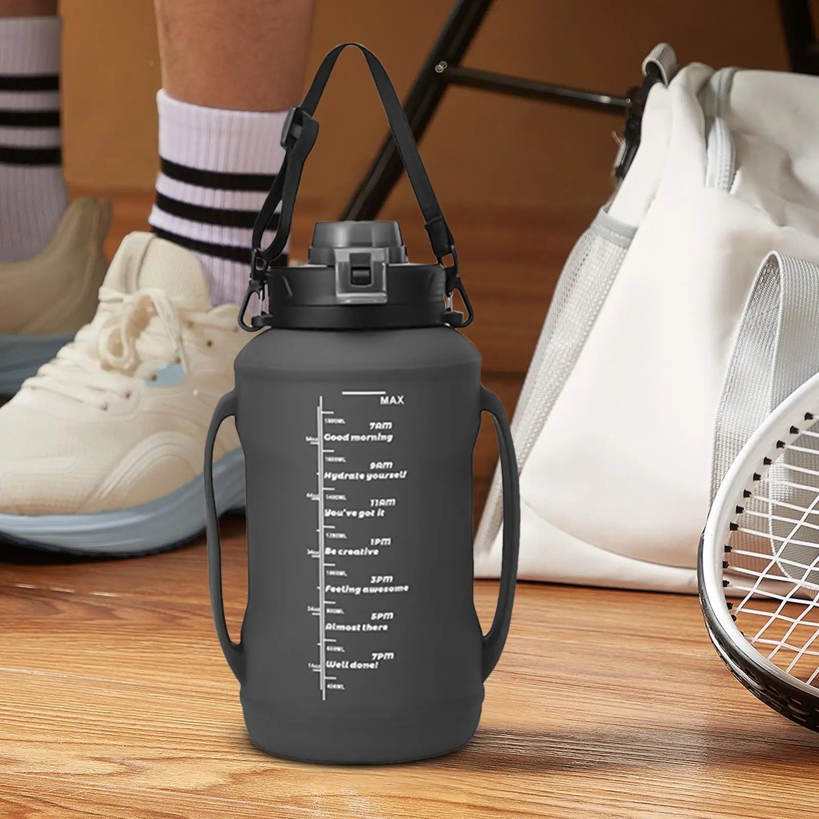Travel Water Bottle Foldable Folding Travel Silicone Bottle For Drinking 1.8L Double Handle Hydration Cup With Wide Mouth For
