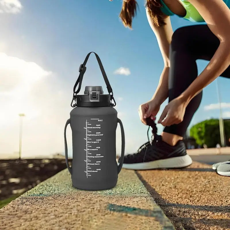 Travel Water Bottle Foldable Folding Travel Silicone Bottle For Drinking 1.8L Double Handle Hydration Cup With Wide Mouth For
