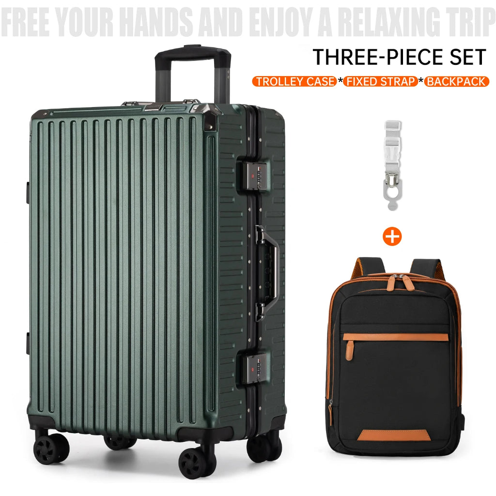 Trolley Luggage 20 24 26 28" Aluminum Frame Rolling Luggage Case USB Travel Suitcase on Wheels Combination Lock Carry on Luggage