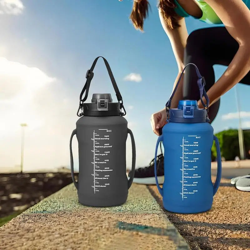Travel Water Bottle Foldable Folding Travel Silicone Bottle For Drinking 1.8L Double Handle Hydration Cup With Wide Mouth For