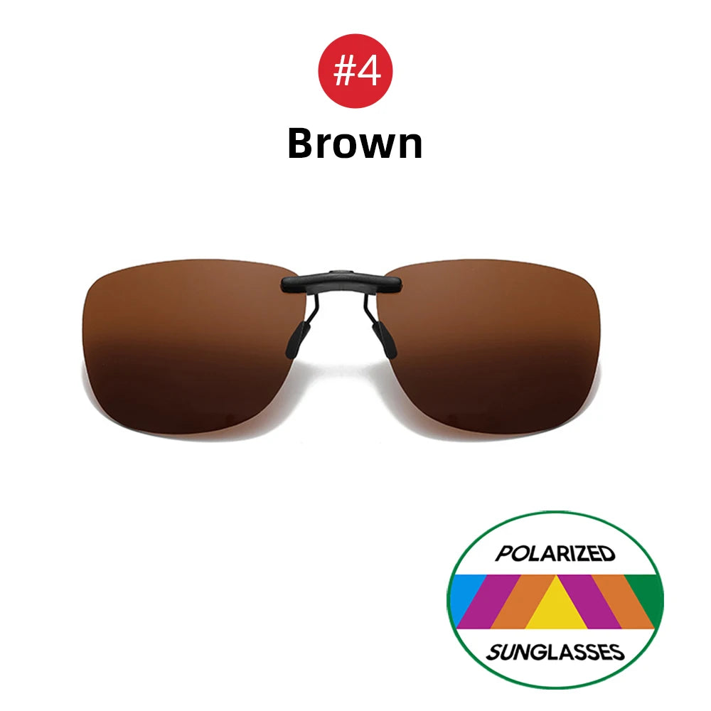 Square Clip On Sunglasses Women Polarized Black Lens UV400 Night Vision Driving Men Goggles Clips Anti Glare Vintage Glasses