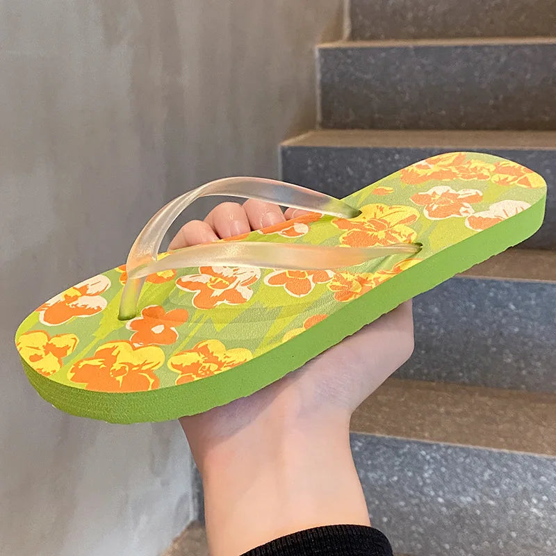 Flip Flops Trendy Summer Outerwear Fashionable Clip On Beach Slippers Anti Slip Couple'S Splint Slippers Leisure Convenience